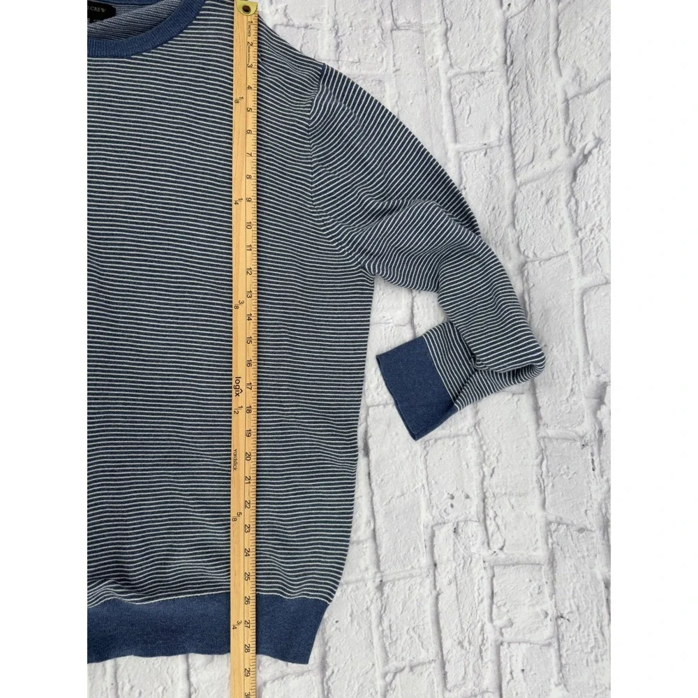 J.Crew Men's Striped CottonCrewneck Sweater Pullover Long Sleeve Blue White‎ XXL